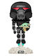 Funko Pop! Filme: Star Wars: Der Mandalorianer - Dark Trooper with Groku 488 Wackelkopf & Leuchtet im Dunkeln Exklusiv