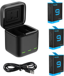 Telesin 3-Slot Charger Box + 3 Batteries Charger για GoPro Hero 11 / Hero 10 / Hero 9