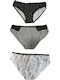 Tai Women's Slip 3Pack Black.Grey/White