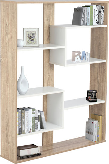 Bibliotecă Marceline Natural - Alb 100x21x124,5 cm