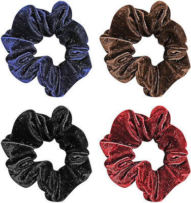 Σούρα Μαλλιών Βελουτέ 4τμχ Catifea Scrunchy de Păr Colorat