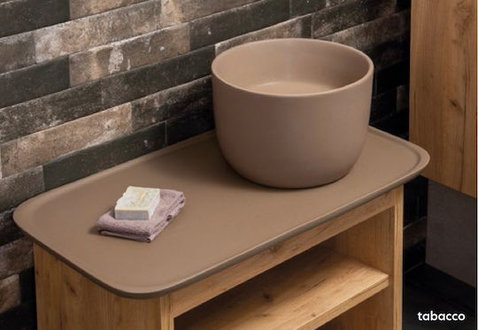 Adamidis Kea Επικαθήμενος Νιπτήρας Πορσελάνης 31.5x31.5x22cm Tabacco