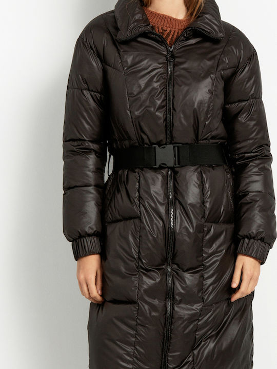 Women's Long Puffer Jacket for Winter Black
