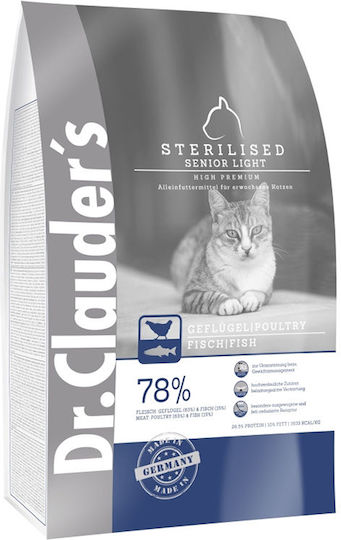 Dr.Clauder's Grain Free High Premium Senior Light Sterilized Dry Food Diet, Grain-Free for Senior Sterilized Cats with Poultry 4kg