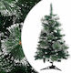 Snowy Christmas Green Tree with Plastic Base and Built in Branches H60pcs