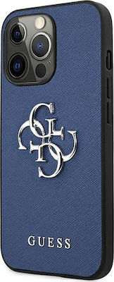 Guess Saffiano 4G Metal Logo Umschlag Rückseite Kunststoff Blau (iPhone 13 Pro) GUHCP13LSA4GSBL