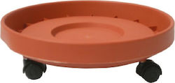 Plastona 115 Πιάτο Γλάστρας Με Ρόδες σε χρώμα Πορτοκαλί 35x35cm