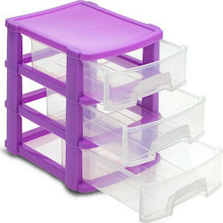 Plastic Desktop Drawer 3 Number of Spit Purple 1219.022