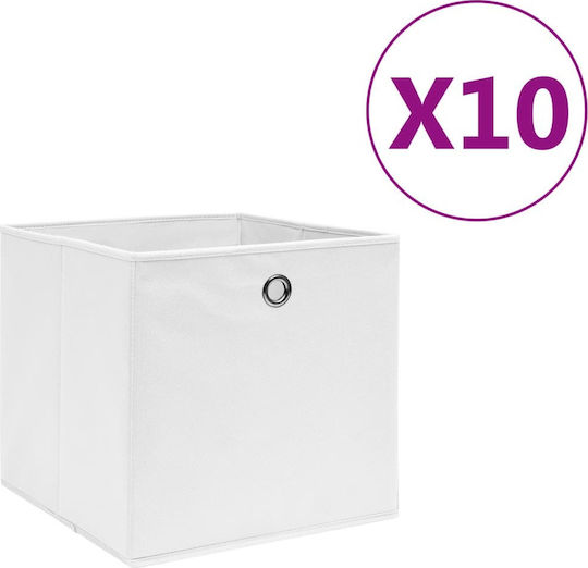 vidaXL Υφασμάτινο Κουτί Αποθήκευσης Λευκό 28x28x28cm 10τμχ