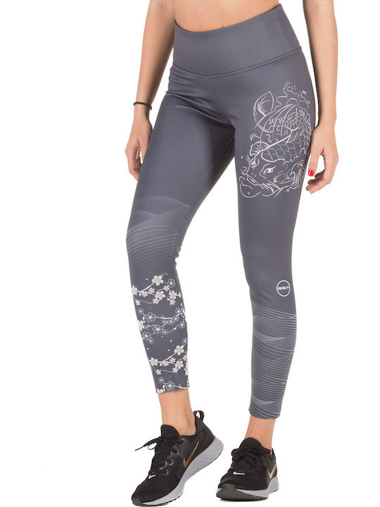 Hydro Switch 17-28084-29 Women's Cropped Training Legging High Waisted Grey Silver/Purple