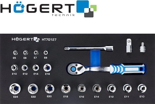 Högert Technik Καστάνια με Καρυδάκια 3\8" 22τμχ