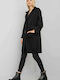 Och Bella Women's Midi Coat with Buttons Black