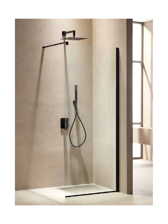 Tema Free Walk - In Shower Screen for Shower 70x195cm Clear Glass Black