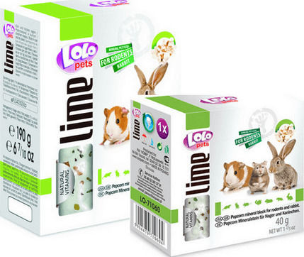 Lolo Pets Камък Храна за гризачи с Поп царевица Lime 40гр 1бр