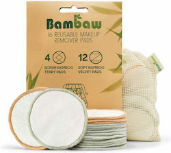 Bambaw Σετ 16 δίσκοι ντεμακιγιάζ από μπαμπού και θήκη πλυσίματος