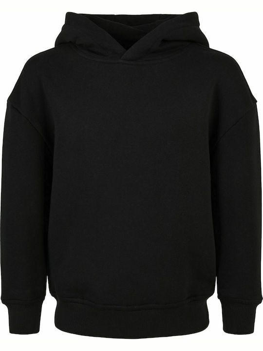 Fleece Kinder-Sweatshirt mit Kapuze Schwarz