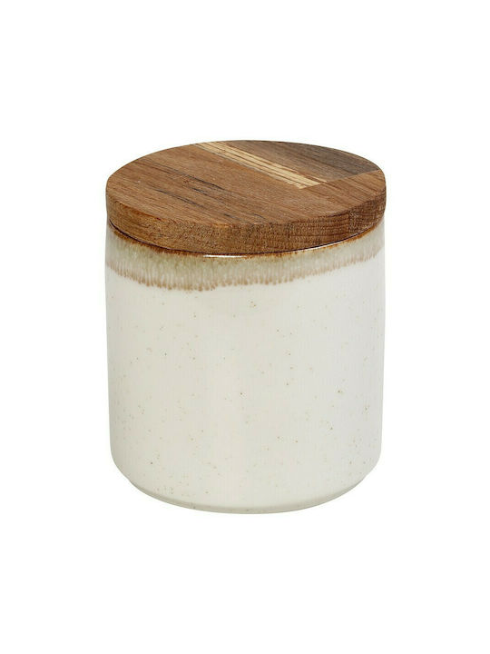 Espiel Essentials Vase General Use with Lid Ceramic In Beige Colour 12x12x10cm 2pcs