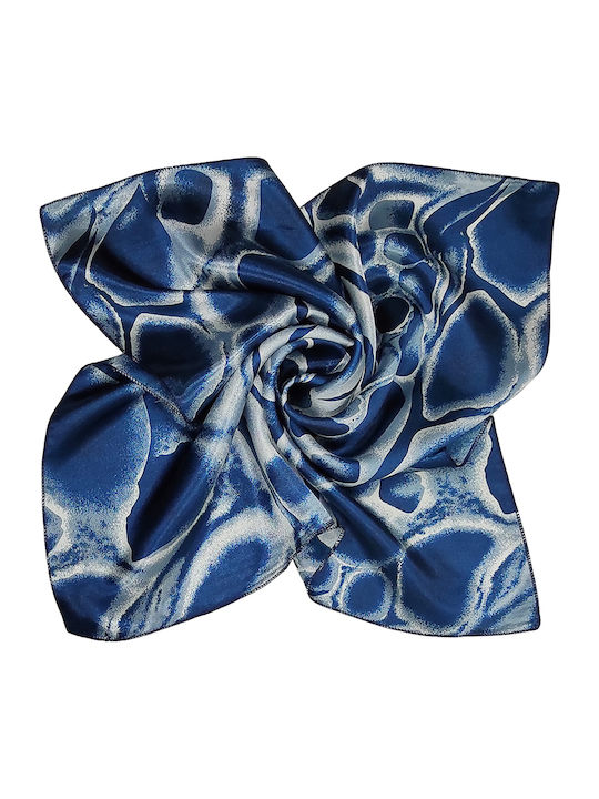 Women's Satin Handkerchief square 50cm x 50cm Blue Raffle Aqua Abstract