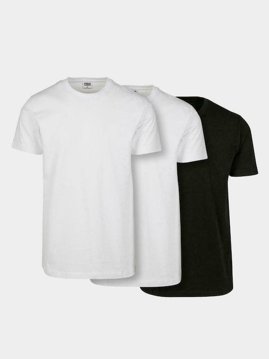 Urban Classics 3 Pack TB2684B T-shirt Bărbătesc cu Mânecă Scurtă Negru / Alb