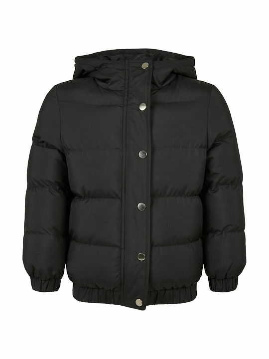 Kids' Quilted Jacket Short with Hood Black