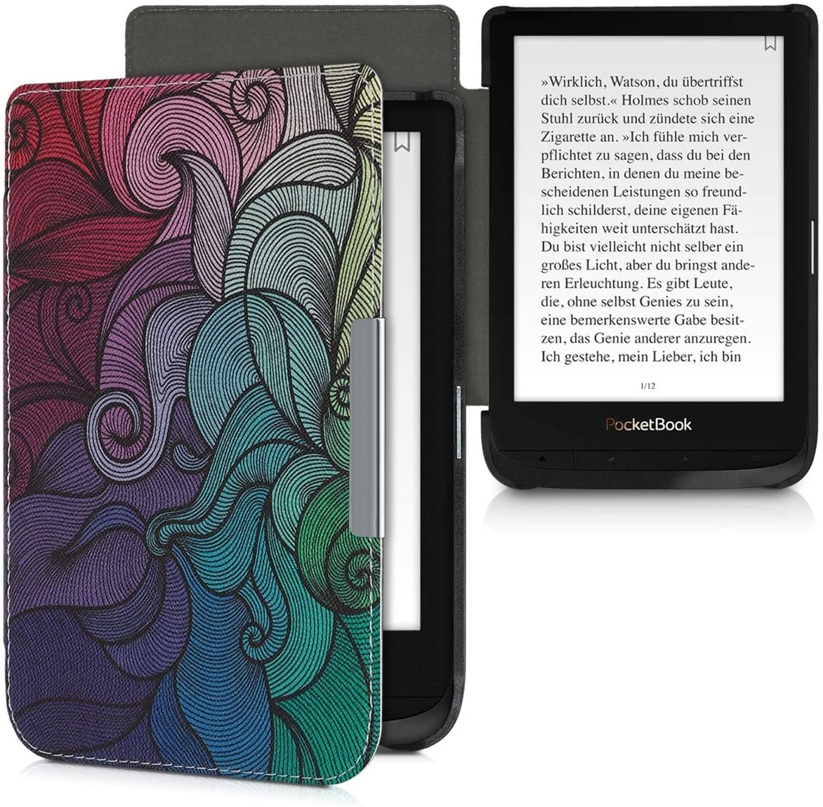 KWmobile eReader Flip Cover Dark Pink / Blue / Green (Pocketbook Touch