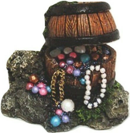 Croci Action Barrel with Treasure Mix Aquarium Ornament
