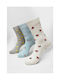 Urban Classics Recycled Yarn Γυναικείες Κάλτσες με Σχέδια Grey / Cream / Light Blue 3Pack