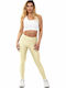 Women's Long Training Legging Shiny & High Waisted Ecru