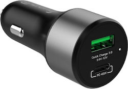Crong Φορτιστής Αυτοκινήτου με Θύρες 1xUSB-A 1xType-C