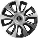 Versaco Set de tăvi pentru jante auto Stratos cu emblema Peugeot 4buc 14" Argint