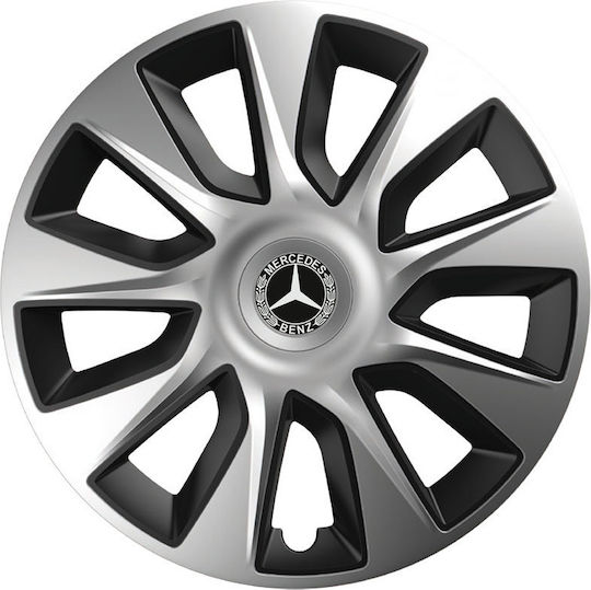 Versaco Set Capace de Roți Auto Stratos Compatibilitate Mercedes Benz 4 Bucăți 14 Argintiu/Negru