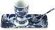 Atmosphera Blue Leaves Eierbecher aus Porzellan...