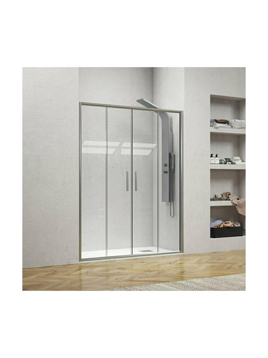 Karag Efe 600 Διαχωριστικό Ντουζιέρας με Συρόμενη Πόρτα 200x190cm Clear Glass Argento