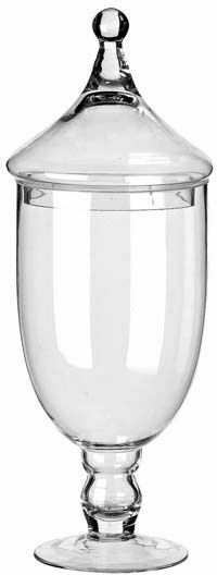JK Home Decoration Φοντανιέρα Γυάλινη με Καπάκι και Πόδι 16x16x43cm Διάφανη