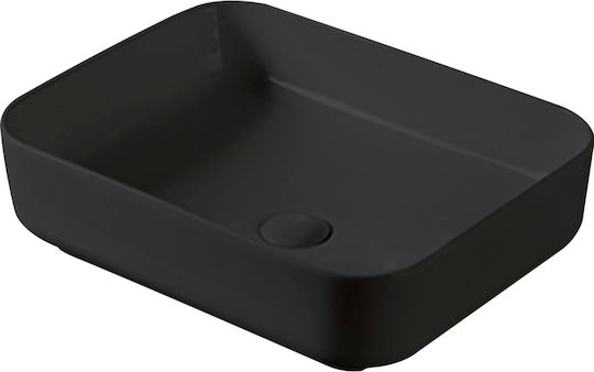 Vinci Square Slim Επικαθήμενος Νιπτήρας Πορσελάνης 50.4x39x14cm Μαύρος Vinci Square Slim Επικαθήμενος Νιπτήρας Πορσελάνης 50.4x39x14cm Μαύρος