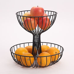 Lalos Metallic Fruit Bowl with 2 Levels Black 30x30x29cm