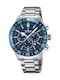 Festina Men's Watch 44mm Chronograph Battery with Silver Metal Bracelet