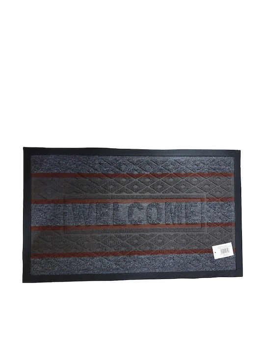 Sidirela Fußmatte Teppich mit rutschfester Unterlage Κύκνος Welcome Grey 45x75cm