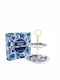 Atmosphera Blue Leaves Ceramic Tiered Appetizer Stand 2 Tiers Blue Ø24cm