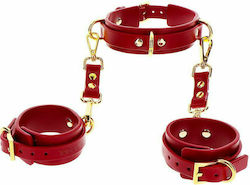 Taboom D-ring Collar & Wrist Cuffs Σετ για Δέσιμο Λαιμού & Άκρων σε Κόκκινο Χρώμα
