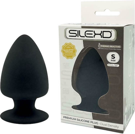 SilexD Premium Silicone Dual Density Thermo Reactive Πρωκτική Σφήνα Small Μαύρη 9cm