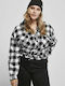 Long Sleeve Women's Cotton Shirt Black Checked