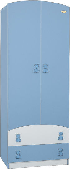 Zwei Türen Kinderkleiderschrank mit 2 Schubladen Blau 80x54x189cm