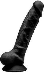 SilexD Dual Density Silicone Model 1 Glass Dildo with Balls and Suction Cup Black 18cm