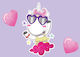 Lyc Sac Single Desk Pad Plastic Unicorn Balloons Pink 42x27cm