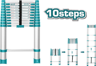 Total Telescopic Ladder Aluminum 10 of Steps with Maximum Height 3.18m THLAD08101