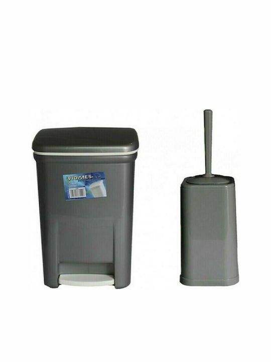 Viomes 155 Plastic Toilet Brush and Bin Set 7.5lt Gray