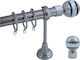 Frans Extendable Metallic Curtain Pole Α6 Single Φ25mm 140-250cm Nickel Matte
