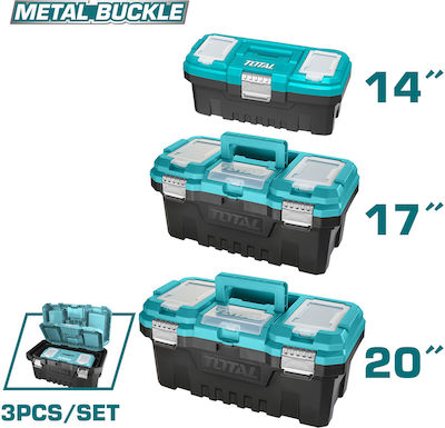 Total Hand Toolbox Plastic με Μεταλλικά Κουμπώματα with Tray Organiser