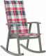 Rocking Armchair Grey / Red Plaid 57x100x117cm